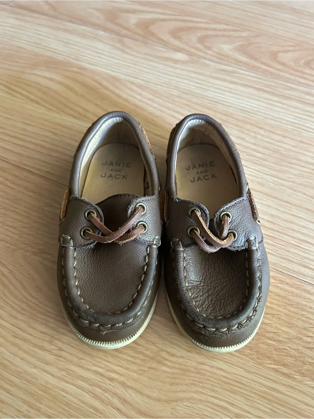 Janie and Jack Brown Leather Boat Shoes Toddler 7